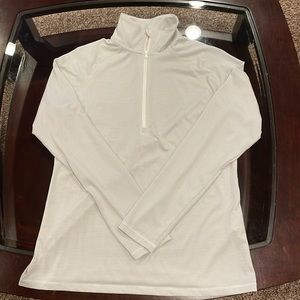 Women's Under Armour Tech Team Striped 1/2 Zip Size M Grey/White EUC